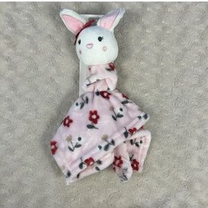 HB Hudson Baby Bunny Rabbit Lovey Security Blanket Pink White Red Floral Flower